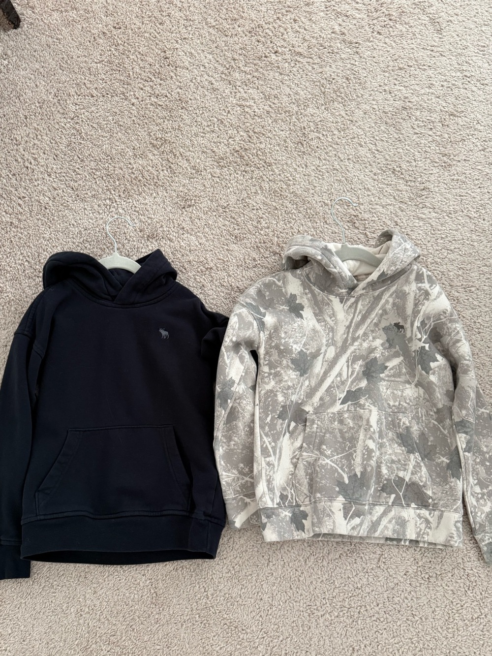 abercrombie kids black hoodie & gray camo print hoodie size 7-8